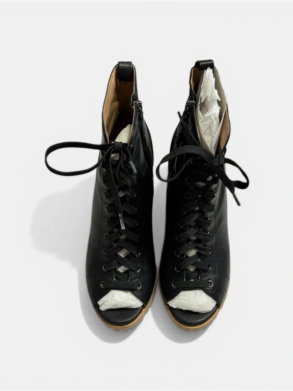 Linea Paolo SASHA | Women's High Wedge Peep Toe Transitional Bootie Black Sz. 8M - Picture 2 of 10